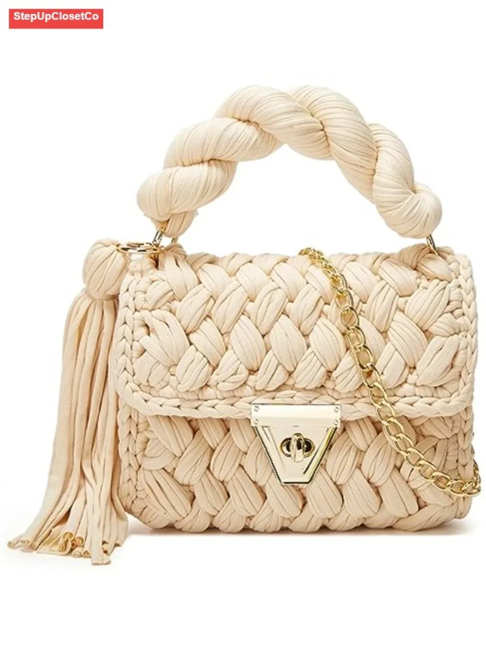 Handwoven Crochet Tote Purse Crossbody Bag Women Knitted Clutch Shoulder